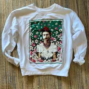 White sweatshirt medium Frida Kahlo image